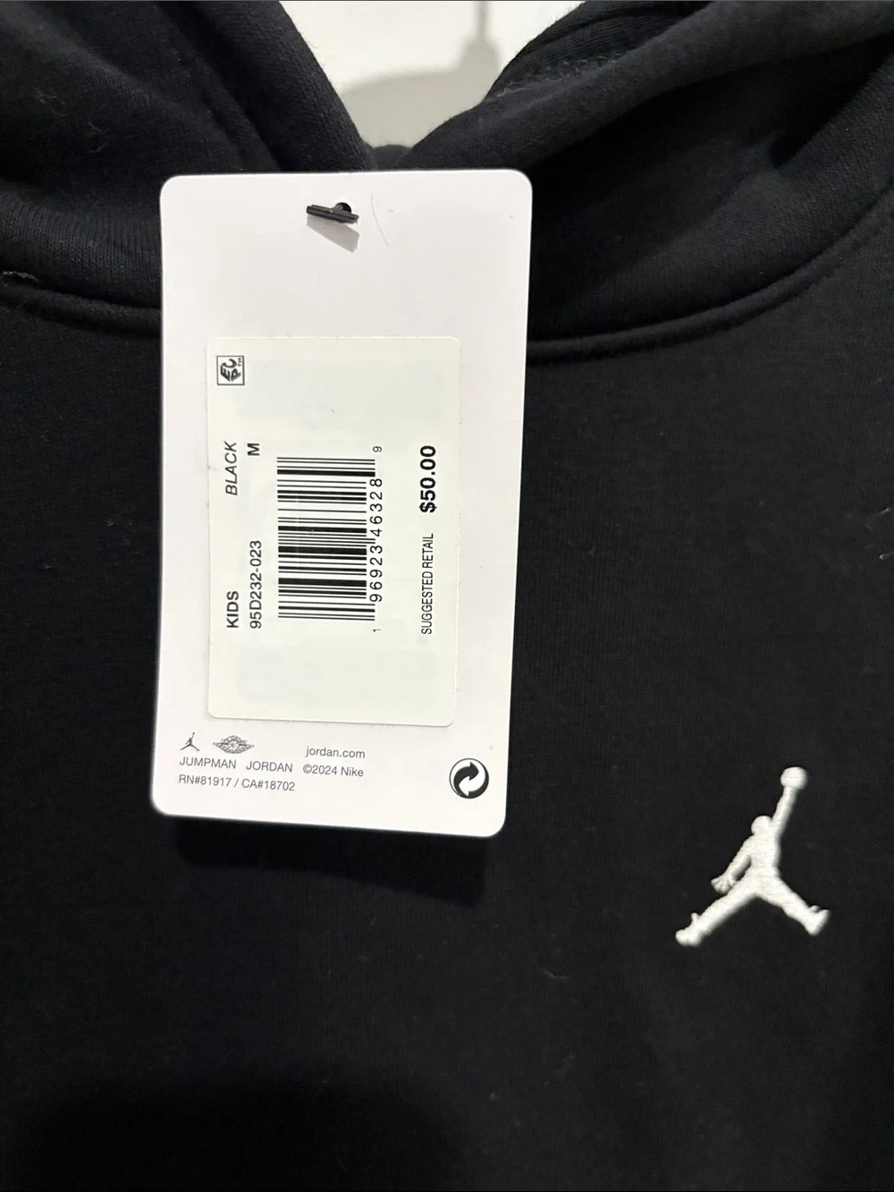 Nike Black Jordan Pullover Hoodie with White Jumpman